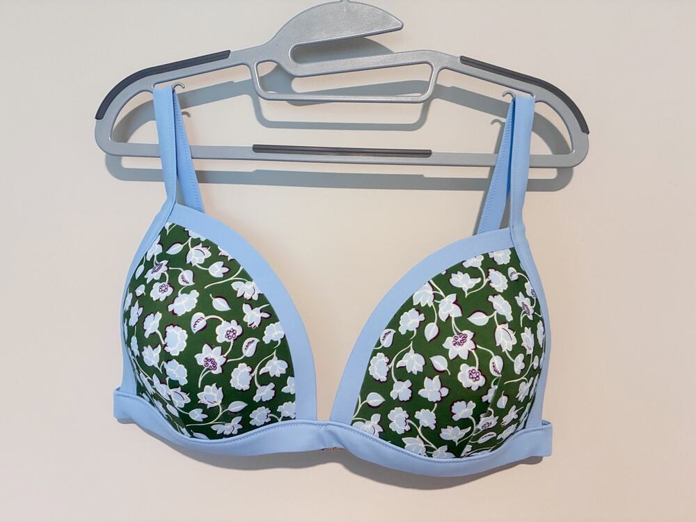 Boden Winter Blue Green Floral Bikini Swim Top US Sz 14